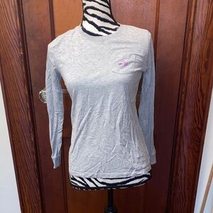 Vineyard Vines Light Gray girl snowboard whale Long Sleeve Tee size large